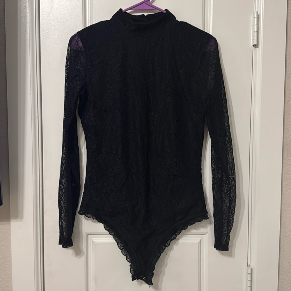 Who What Wear Black Lace Body Suit